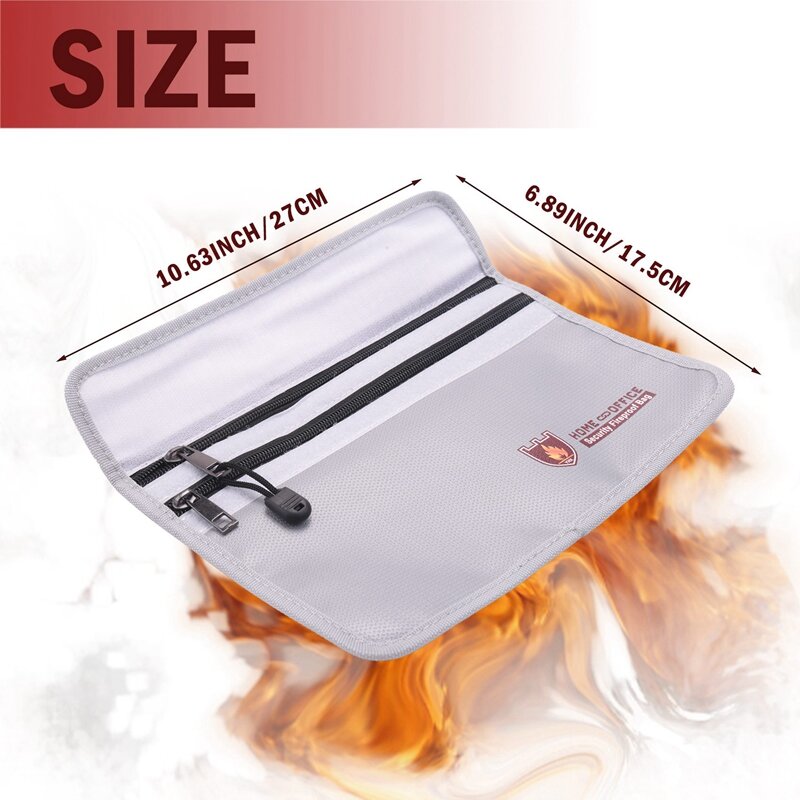 กระเป๋าเอกสารกันไฟกระเป๋าใส่เงินกันน้ำและกันไฟพร้อมซิปกระเป๋าเก็บของปลอดภัยทนไฟสำหรับหนังสือเดินทาง