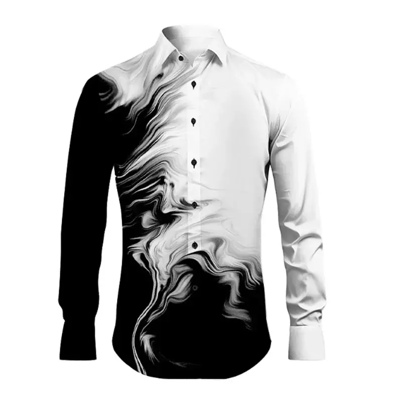 2024 Retro Irregular Casual Men's Soft and Comfortable 2024 Spring and Summer New Button Fashion Design Plus Size Men's Shirt