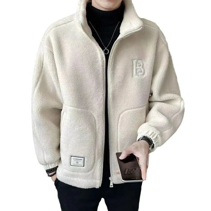 2024 New Clothes Spring Autumn New Trendy Temperament Fashion Casual Coat Man Solid Color Loose Warm Male Jacket Top All