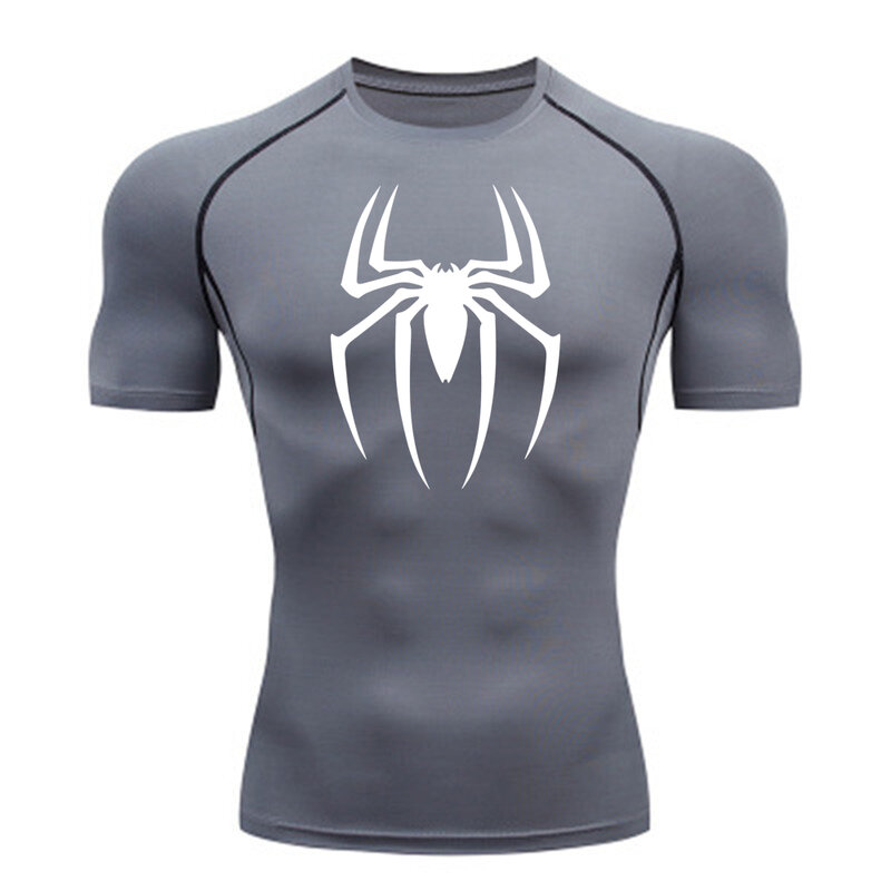 Kaus olahraga lari Super Hero kebugaran pria, kemeja kompresi baru, kaus lengan pendek cepat kering untuk pria