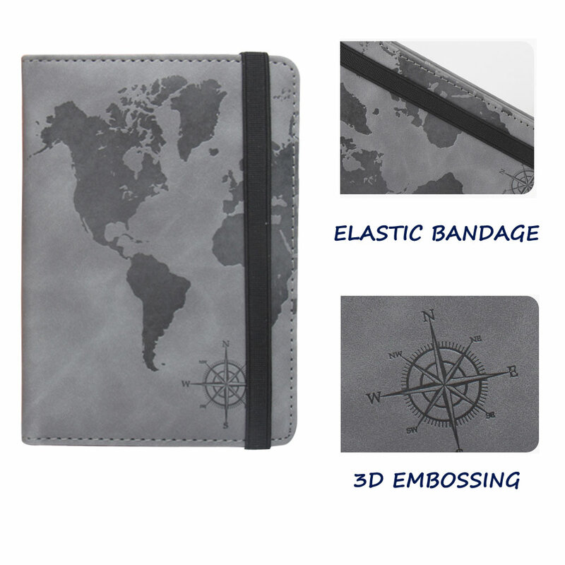 Étui porte-passeport personnalisé avec gravure de nom, sacs portefeuille, blocage RFID, cuir PU, accessoires de voyage, style bande élastique