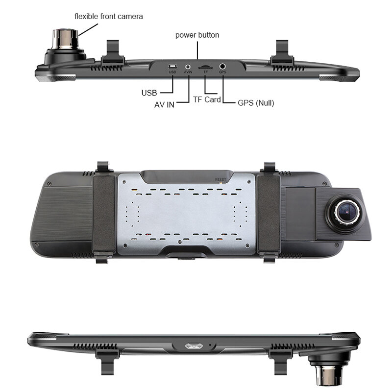 Car Dash Recorder 10 Inch IPS Contact Screen Dual Cams HD1080P Motion Detection Mirror Car Video Recorder 1:1