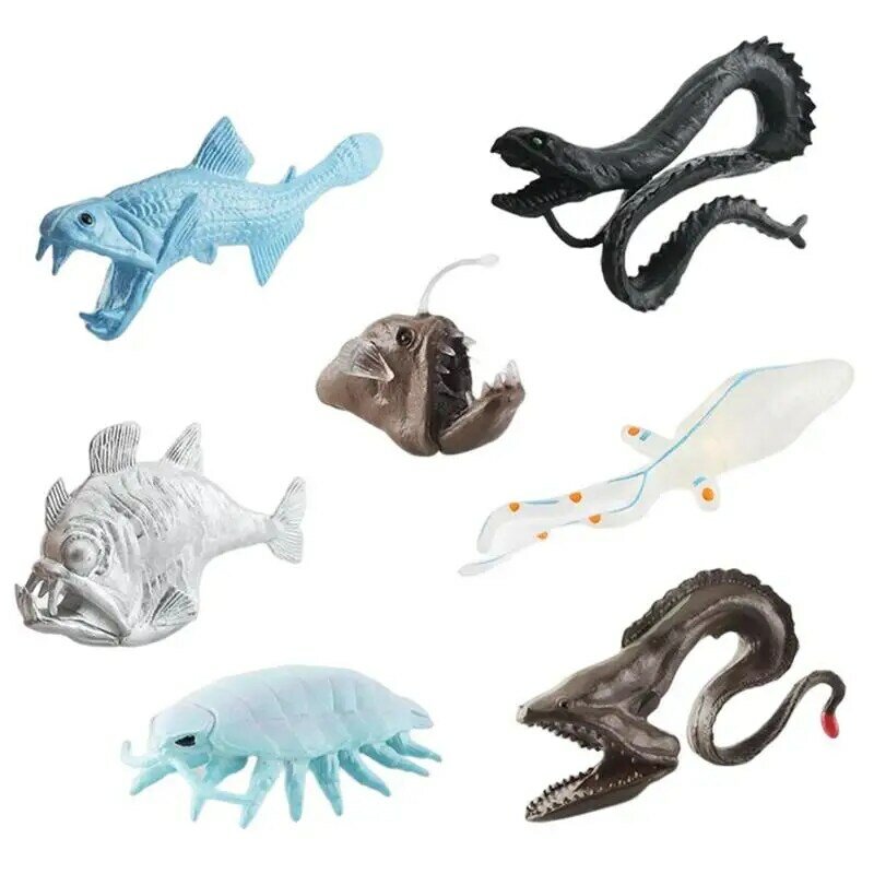 7 قطعة محاكاة ما قبل التاريخ البحر مخلوق تمثال نموذج التعليمية البحر مخلوق لعبة الحيوان عمل أرقام نموذج للأطفال
