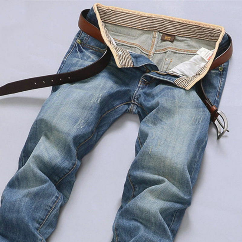 Celana Jeans Slim Fit hangat pria musim dingin musim gugur 2023 celana panjang Denim tebal mode bisnis celana merek melar bulu biru HOWDFEO