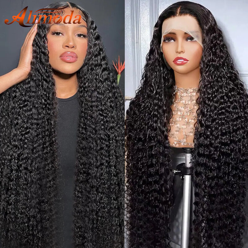Alimoda-Perruque Full Lace Frmeds pour femme, cheveux humains bouclés, Deep Wave, HD Transparent, 13x4, 13x6, 360