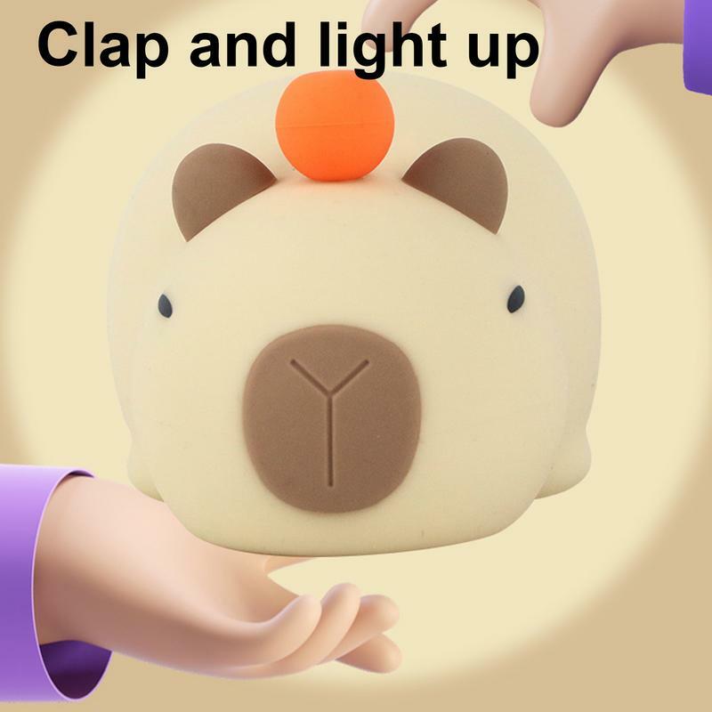Capybara 야간 조명, 귀여운 실리콘 램프, LED 터치 센서 램프, RGB 소프트 램프, 어린이 야간 조명, 침실 데스크탑 장식 선물