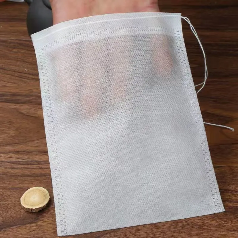 100/50Pcs Disposable Teabags Non-woven Empty Filter Bag For Spice Tea Infuser With Drawstring Spice Filters Teabags Kitchen Tool