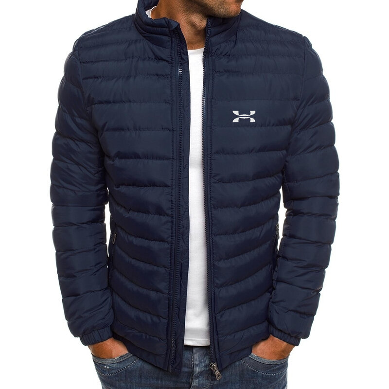 Зимняя мужская куртка с воротником-стойкой, теплая парка, пальто, уличная мода, повседневная брендовая мужская зимняя пуховая куртка