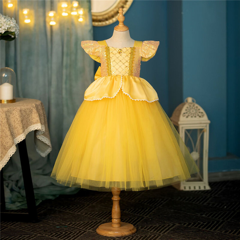 Disfraz de Cenicienta para fiesta de Halloween, vestido de princesa Rapunzel, Bella, con luz LED, 2024, para cumpleaños
