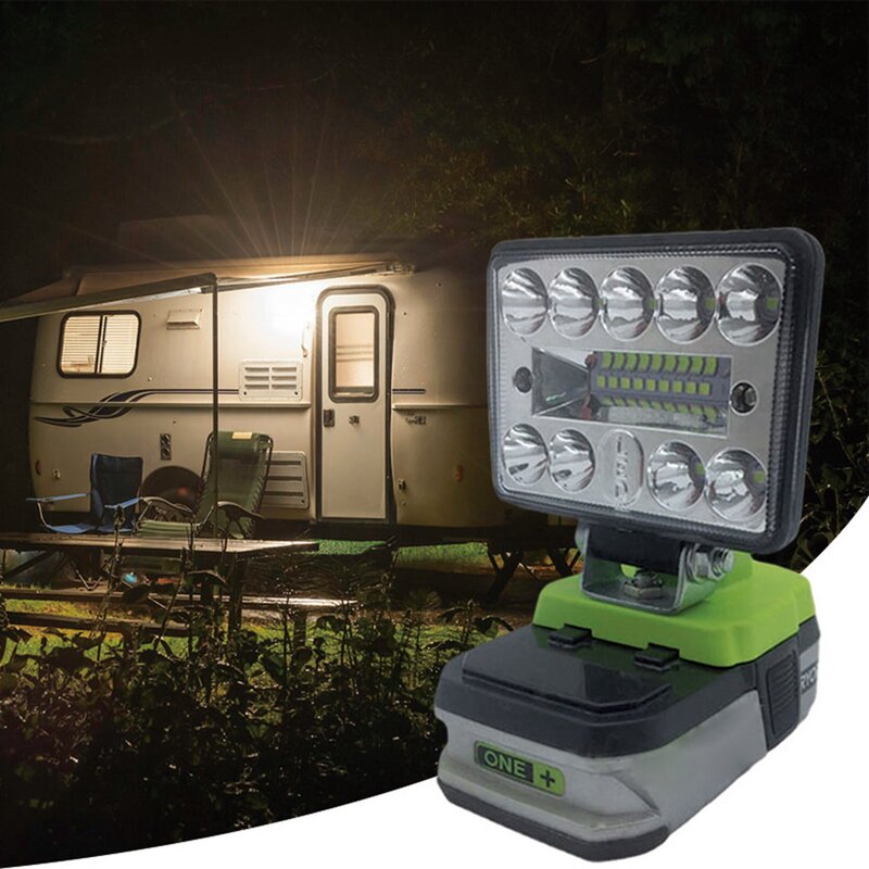 Linterna LED de trabajo para Ryobi One, batería de litio de 18V, lámpara de iluminación para exteriores, herramienta portátil para acampar