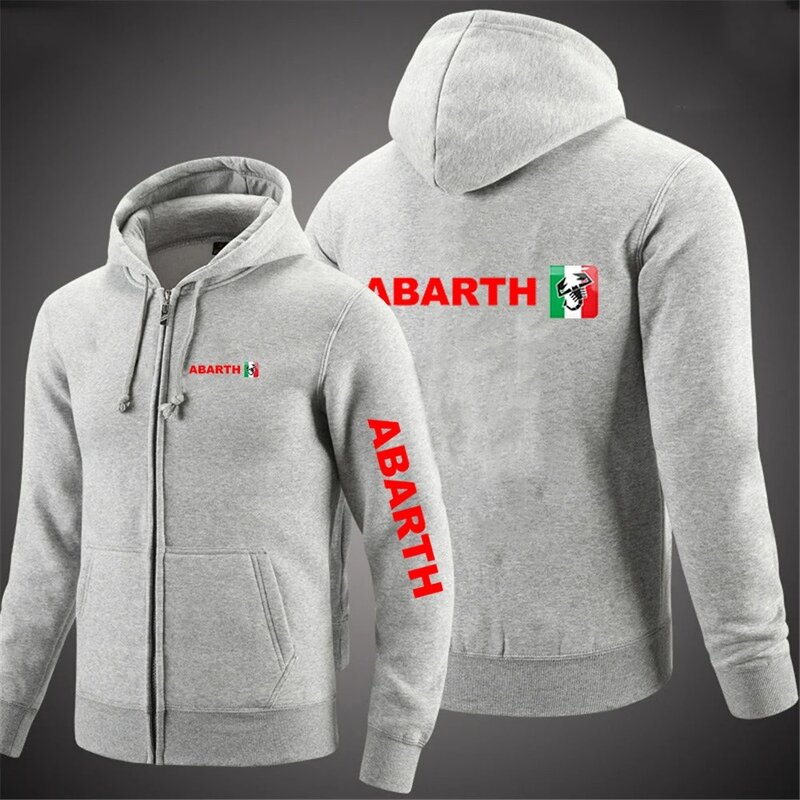 Abarth-Pulôver de zíper monocromático masculino, capuz, estampado, Harajuku, casaco ao ar livre, popular, primavera e outono, moda