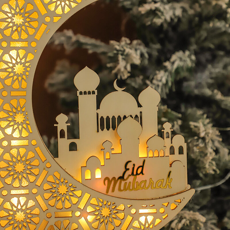Eid Crafts-Veilleuse LED en forme de lune, décoration de table islamique pour chambre à coucher, salon, cadeaux de fête à la maison
