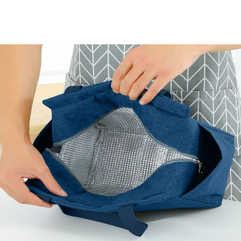 Изоляционная сумка для ланча унисекс, водонепроницаемая Термосумка из ткани Оксфорд, вместительный тепловой тоут на молнии, Ланч-бокс для пикника