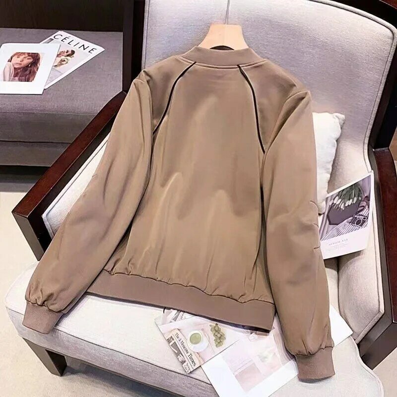 Kurtka z podszewką damska 2024 wiosna jesień nowy płaszcz koreański strój baseballowy odzież wierzchnia krótki moda codzienna płaszcz bluzki damskie