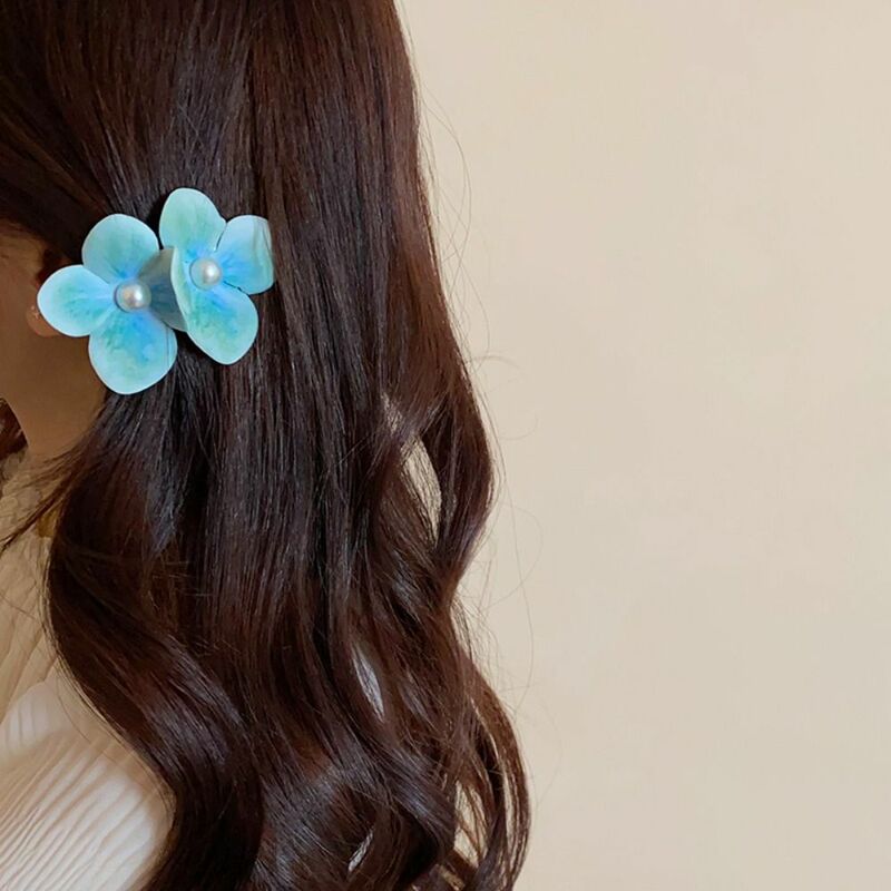 Pinza de pelo de flor de simulación de perlas, tocado de estilo coreano, tocado de vacaciones en la playa, paño dulce de pico de pato