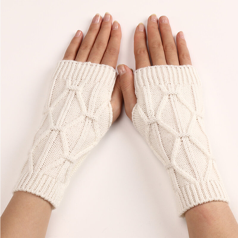 Frauen Acryl Stretch Halb Finger Arm Handschuh Winter Warme Finger Gestrickte Handschuhe Häkeln Stricken Faux Mädchen Handschuh Handschuhe