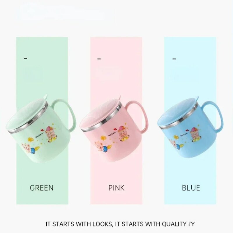 Baby Cartoon Rabbit Water Cup Children's Drinking Water Straw Cup Outdoor School Portable Stainless Steel Drinking Water Cup