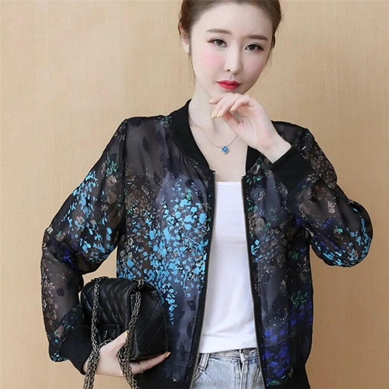 Chiffon Sun Protection Clothing Miss Summer Long Sleeves New  2023 Fashion Short Jacket Wild Hollow Out Thin Breathable Women's