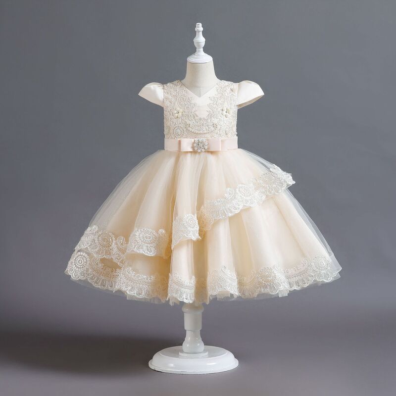 Novas Roupas Infantis Vestido de Noiva Vestido de Princesa Little Girl Party Host Dress Flower Girl Dress