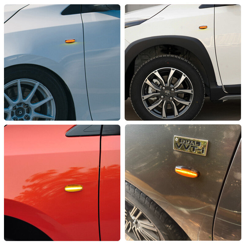 Dla Toyota Yaris Vios 2014-2019 jasne i przydymione soczewki lampa obrysowa lewa bursztynowy błotnik światła sygnalizacyjne