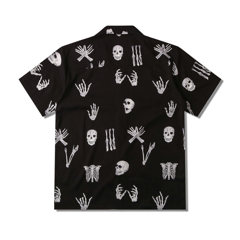 男性用スカルプリントの黒半袖Tシャツ,新しい夏と豪華なストリートウェア,特大のコレクション