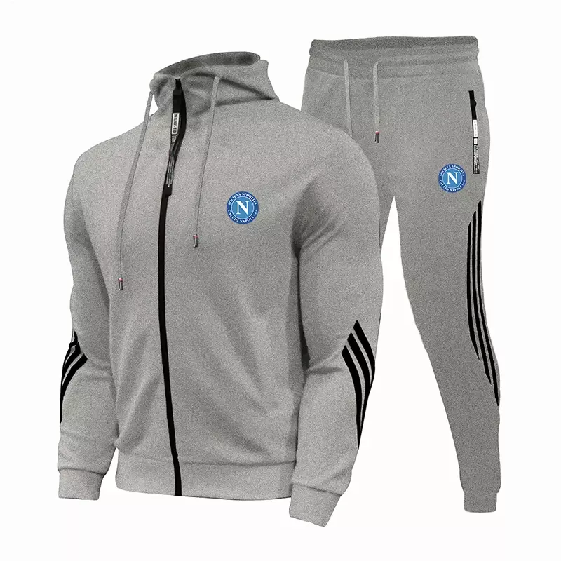 2023 Spring And Autumn Plus Size 3XL Men Striped Tracksuit Hooded Jogger Running Outdoor Sport Wear Fitness 2 Piece Sports Set