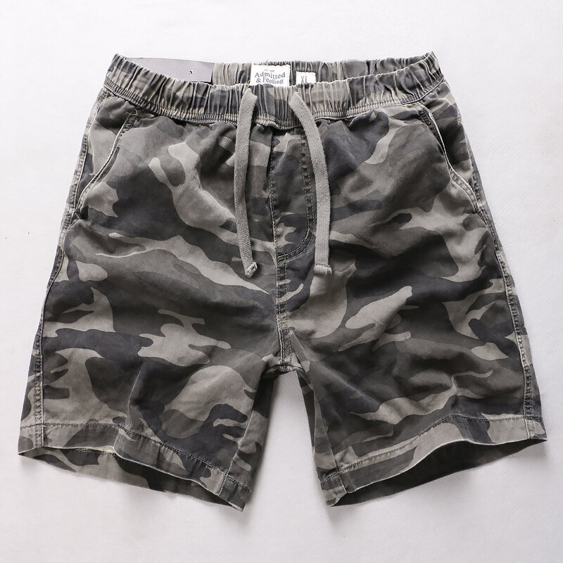 Camuflagem masculina carga shorts praia shorts lazer multi-bolsos calças de verão casual calças curtas calças táticas