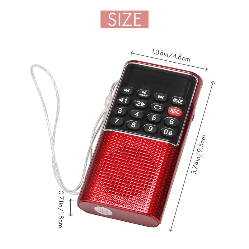 3x L-328 Mini Draagbare Zak Fm Auto Scan Radio Muziek Audio Mp3 Speler Buiten Kleine Luidspreker Met Voice Recorder