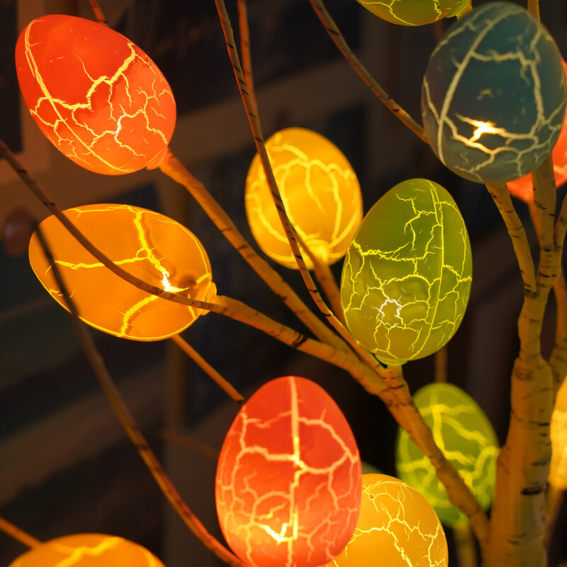 Party Home Decor Birch Tree Easter Egg Ornament Spring Decoration Colorful 60CM 24LED DIY Ornaments