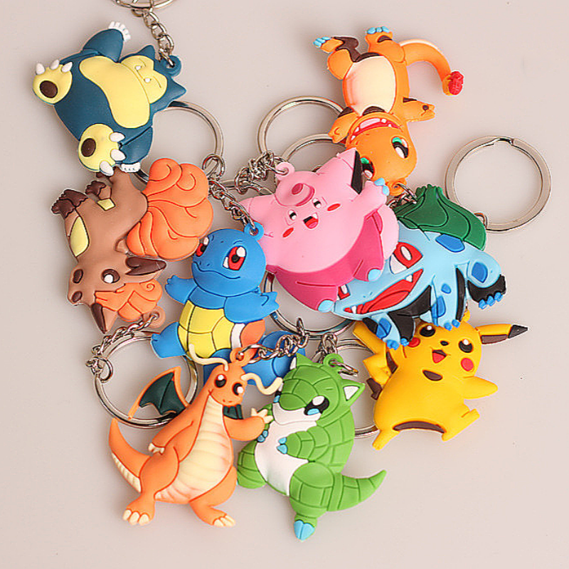 LLavero de silicona de aleación de Pokémon, Marowak, Abra, Gengar, Ponyta, Porygon, accesorios para bolso colgante, regalos de cumpleaños