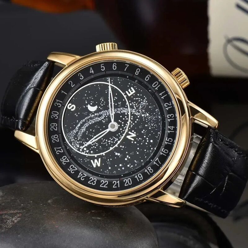 2023 Original Moon Phase Watches for Men Automatic Gypsophila Sky Dial Self Winding Mechanical Watch Sports Waterproof AAA Clock