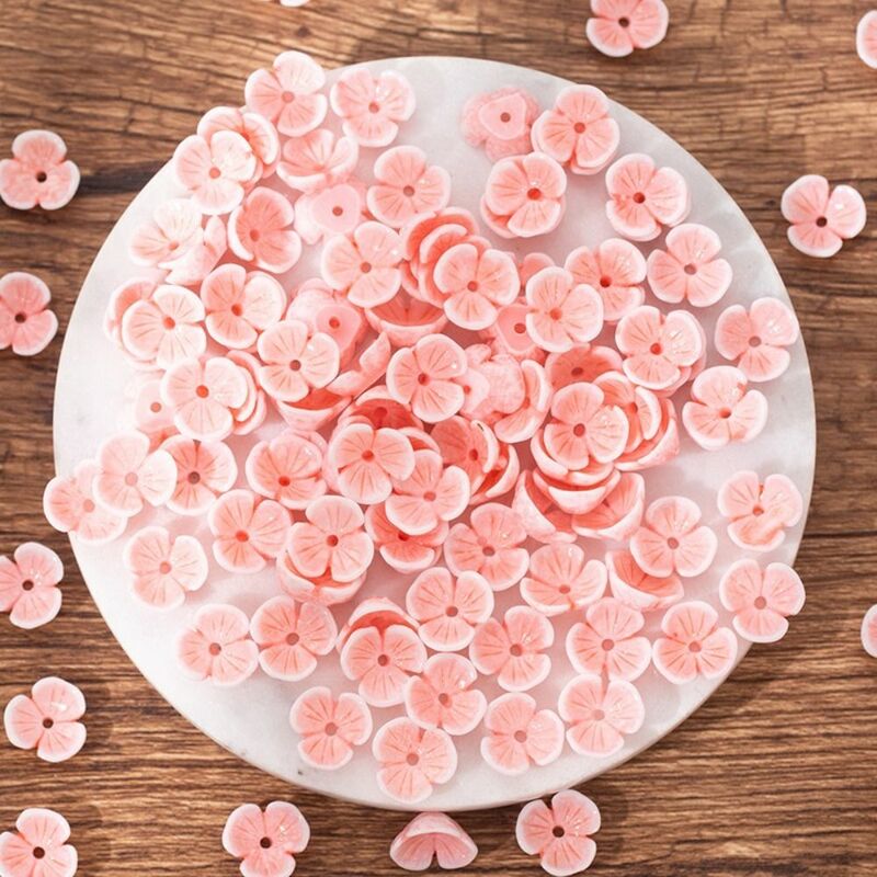 10 Stück DIY machen rosa Blume Harz Perlen Harz Torus Armbänder Spacer Perlen 11mm 14mm Charms Blumen Perlen Anschlüsse Telefon Fall