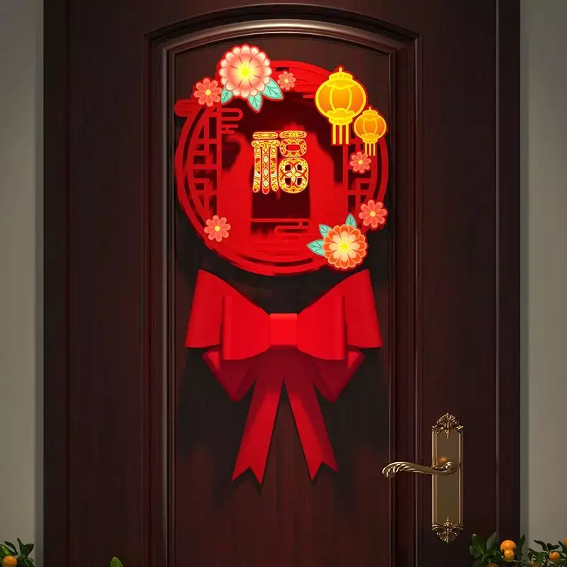 Decorazione del capodanno cinese con personaggi di buon auspicio e un papillon tridimensionale di fascia alta