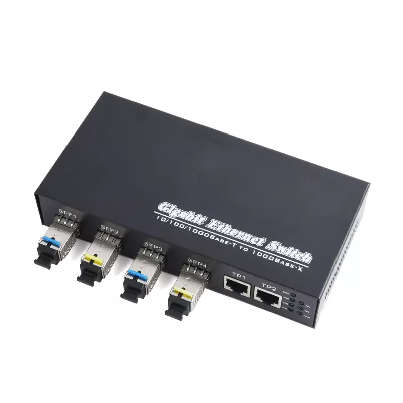 1 pz Gigabit SFP Media Converter da 4 SFP a 2 ricetrasmettitore RJ45 10/100/1000M interruttore in fibra ottica con modulo SFP 3KM/20KM LC/SC