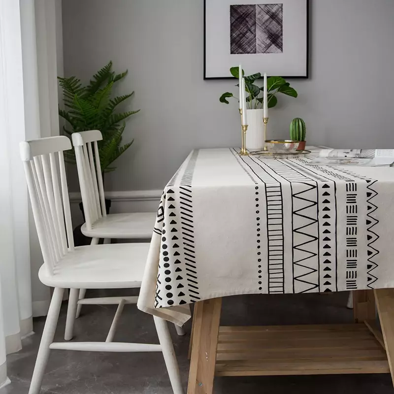 Tovaglie geometriche cotone lino fattoria rettangolo stampato Boho lavabile copritavolo per cucina pranzo decorazioni da tavolo