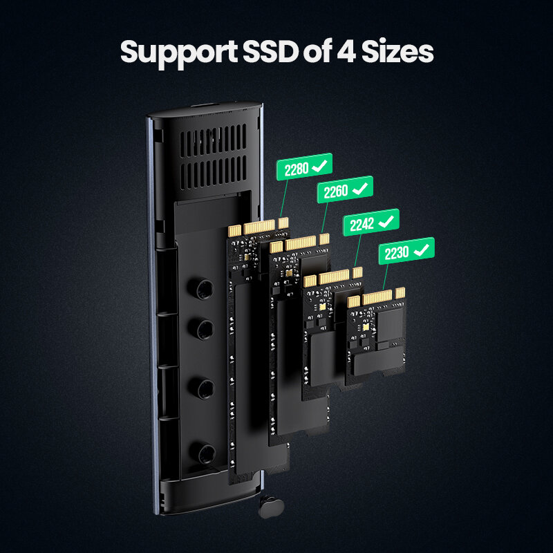 UGREEN M.2 NVMe SSD Enclosure Dual Protocol NVMe SATA Ke USB 3.1 Gen2 10 Gbps NVMe PCI-E M.2 SSD Case Mendukung UASP untuk Hard Disk