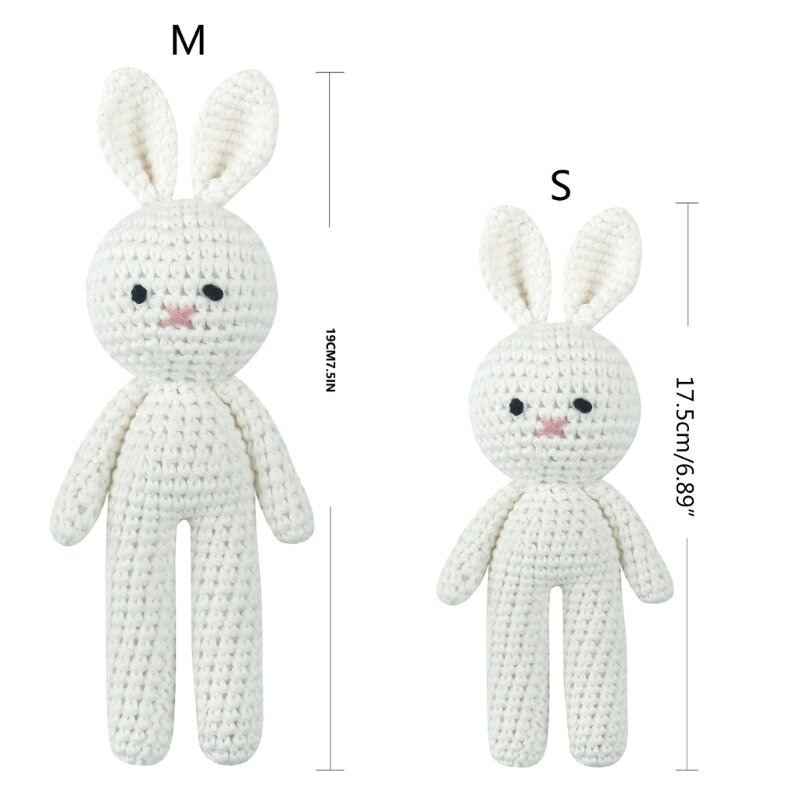 Brinquedo de bebê feito à mão de crochê de algodão coelho fofo bicho de pelúcia macio lavável na máquina coelho brinquedo para