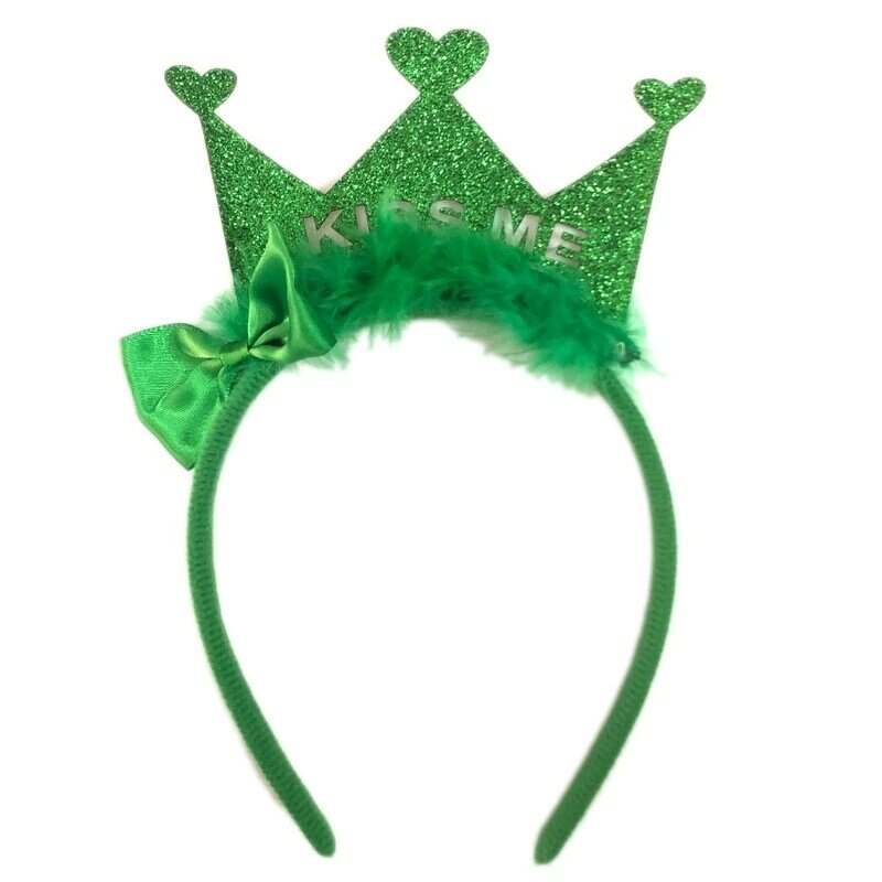 Y166 Lantejoulas Coroa Verde Cabelo Hoop Shamrock Headband StPatricks Day Acessórios para cabelo