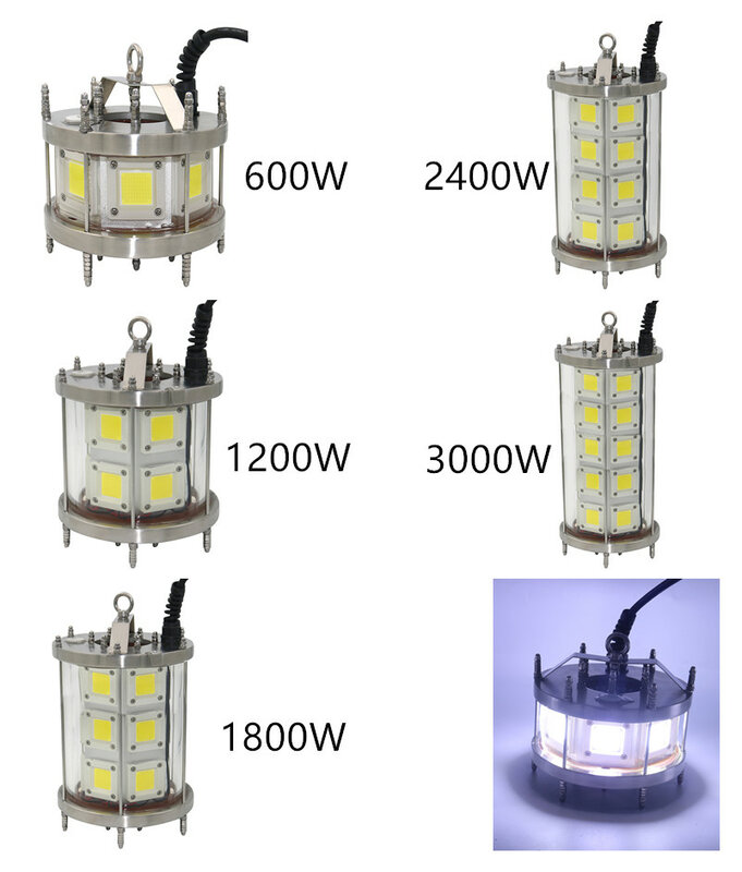 High Power Under Water Light IP68 Waterproof Lamp 3000W LED Underwater Fishing Light