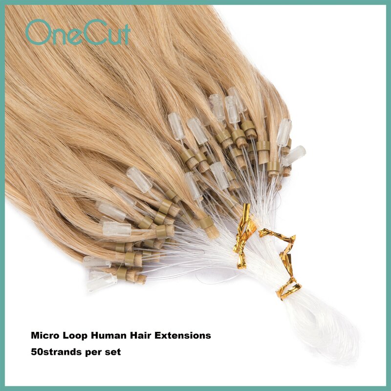 Senar pancing Loop mikro lurus manik-manik Mirco Remy ekstensi rambut manusia 100% rambut manusia asli rambut alami tak terlihat untuk wanita
