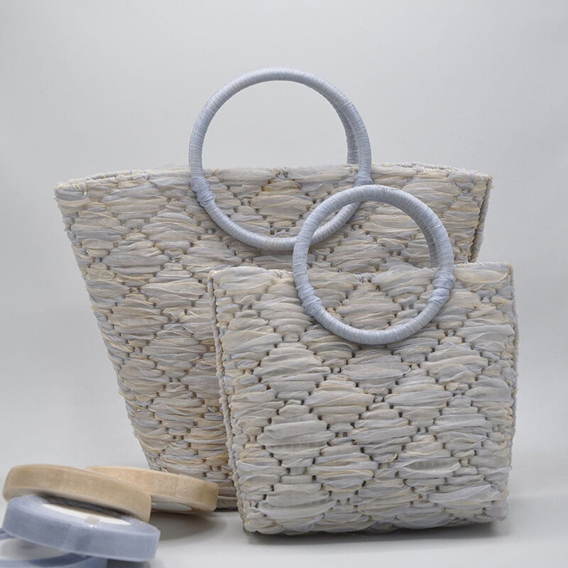 刺繍されたバケットバッグ,織り,プラスチックメッシュシート,DIYアクセサリー,簡単なニットヘルパー