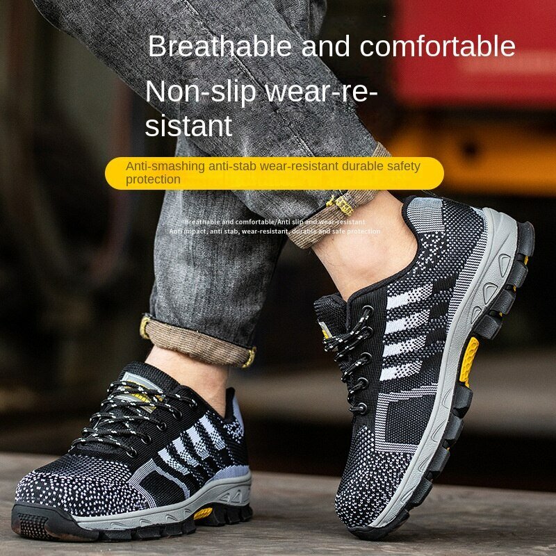 Zapatos indestructibles de alta calidad para hombres y mujeres, zapatos de seguridad con punta de acero, botas a prueba de perforaciones, zapatillas antideslizantes