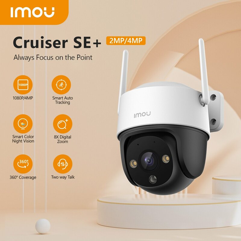 IMOU Cruiser SE+ 1080P/4MP Outdoor Wi-Fi Camera Night Vision IP66 Weatherproof 8X Digital Zoom AI Human Detection Monitor