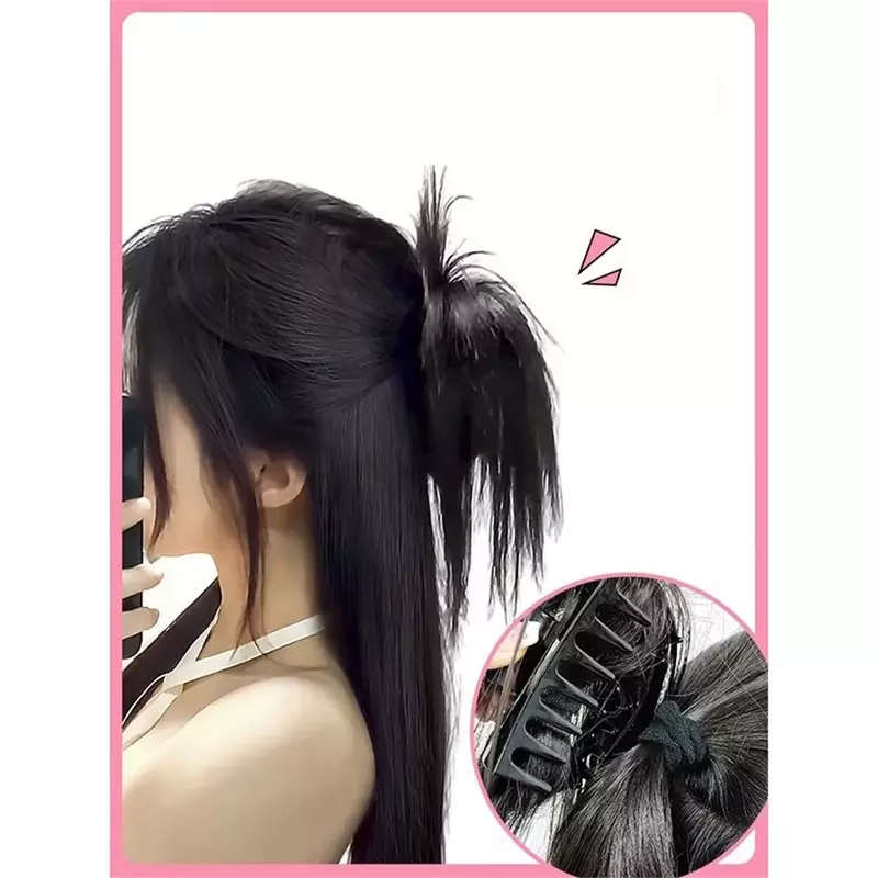 Koreański klamra włosy w koński ogon średniej długości kucyk z uchwytem w stylu pół zawiązany wysoki kucyk pikantny dziewczęcy syntetyczne warkocze