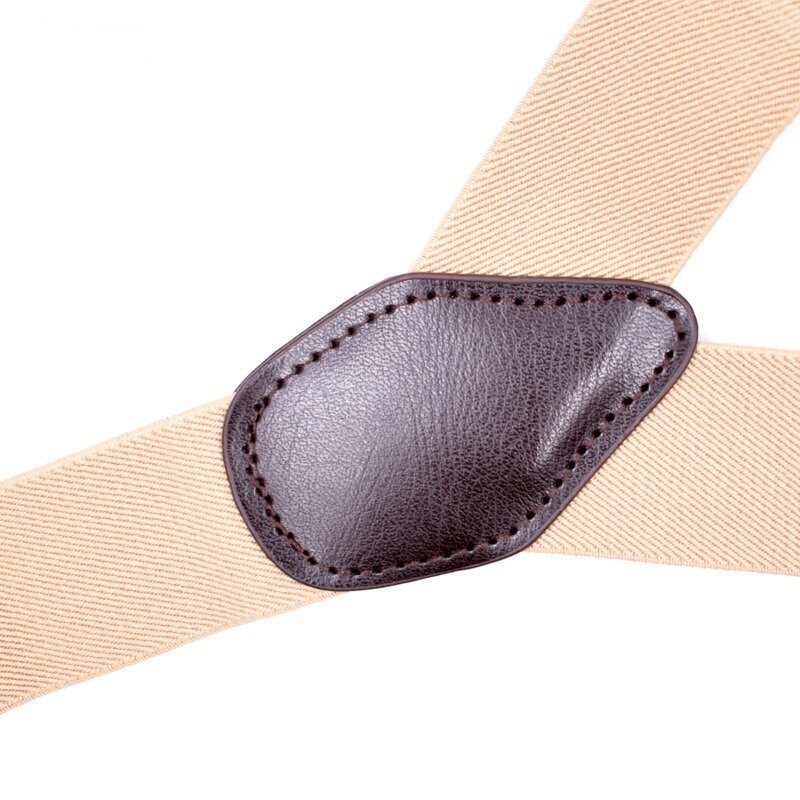 Suspender untuk pria, suspender bahan Aloi 6 kancing 3.5*120Cm, suspender Vintage kasual untuk pria