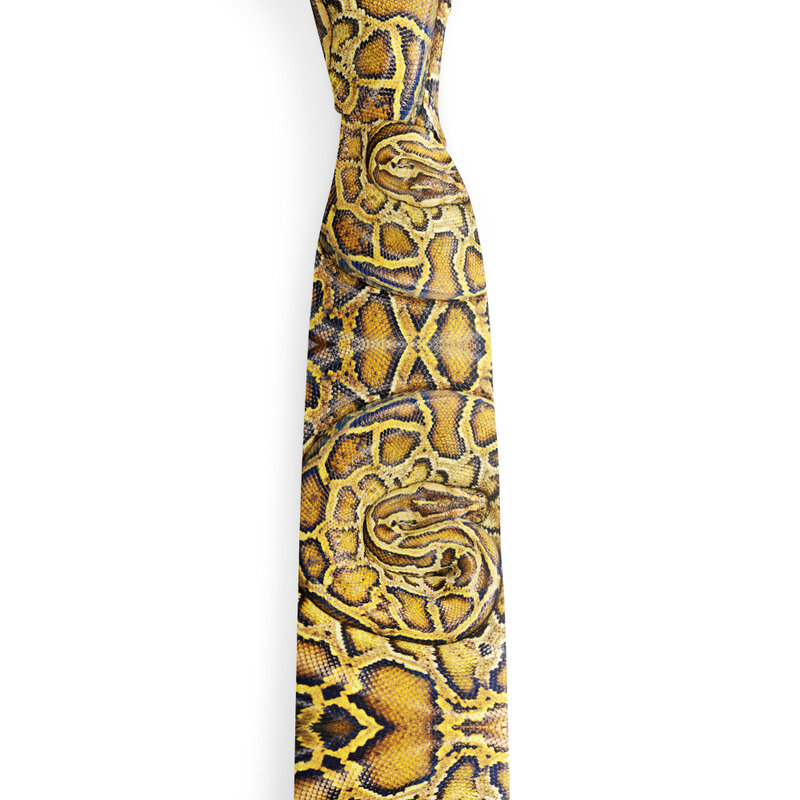 Corbata de piel de serpiente con patrón de leopardo para hombre, camisa de poliéster de 8cm de ancho, accesorios de traje, corbata de fiesta informal de Negocios, nuevo