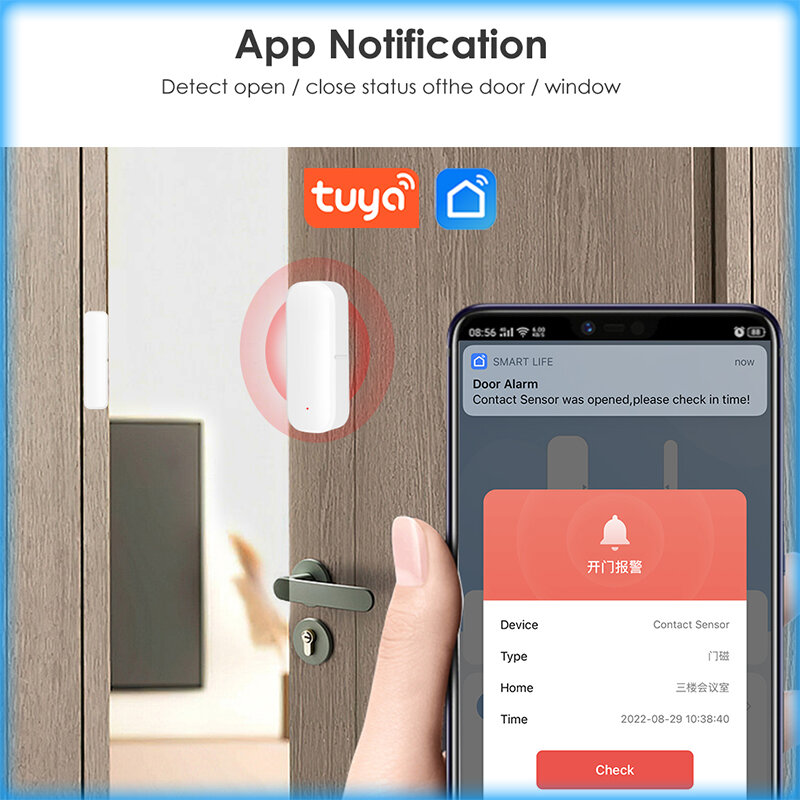 Zigbee Deur Raam Sensor Detector Tuya Smart Life App Home Security Alarmsysteem Stem Voor Alexa Google Assistent