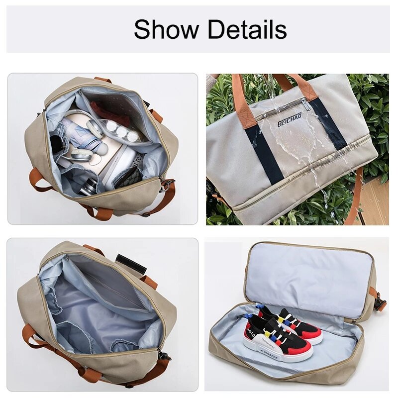 BWBW-bolsa de viaje de gran capacidad para hombre y mujer, bolso deportivo impermeable, bolsa de mensajero húmeda y seca