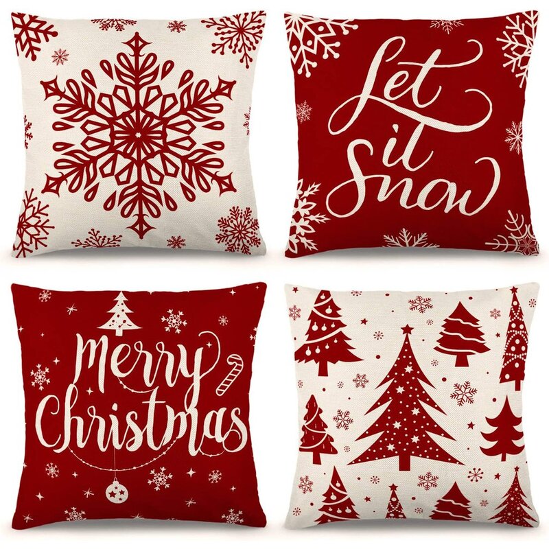 Hot 45x45cm 2024 New Year Merry Christmas Pillow Case Decorations for Home Xmas Cushion Cover Christmas Ornament Pillowcase