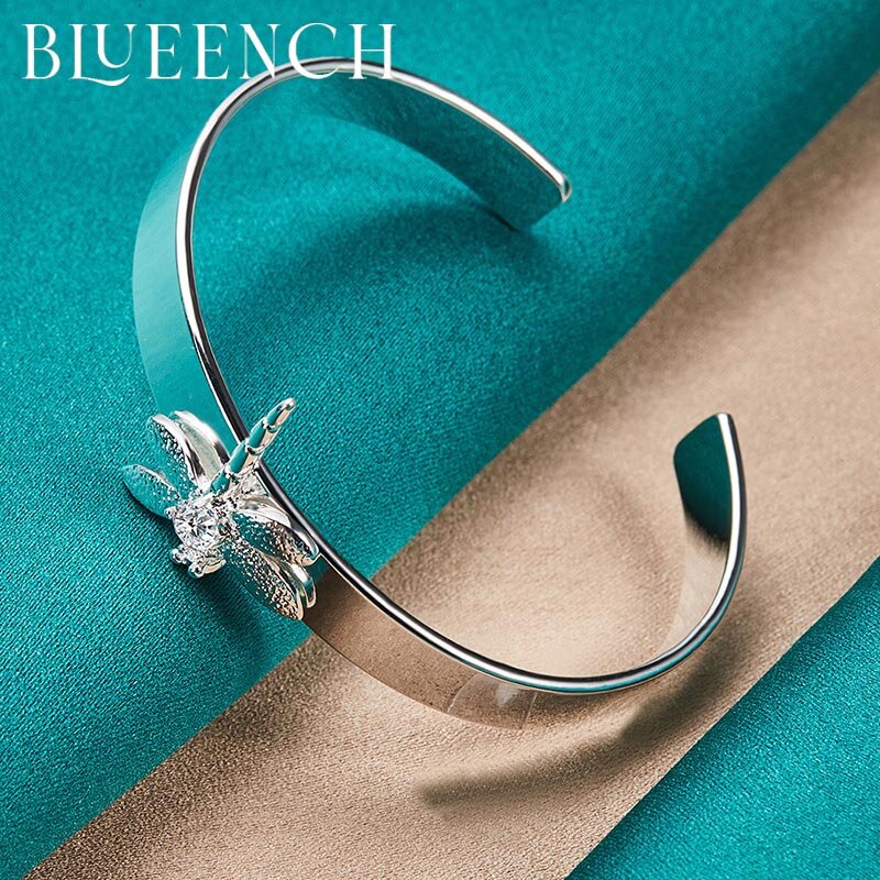 Blueench 925 Sterling Silber Libelle Armreifen Armbänder Für Frau Party Hochzeit Geschenk Mode Romantische Schmuck